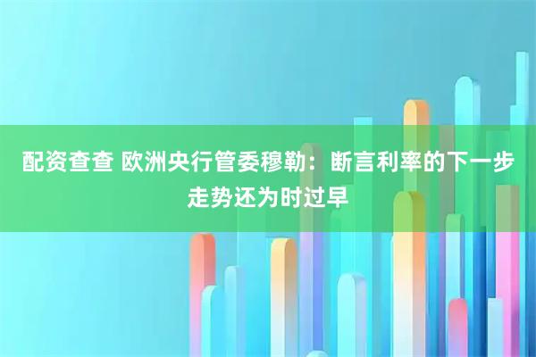 配资查查 欧洲央行管委穆勒：断言利率的下一步走势还为时过早